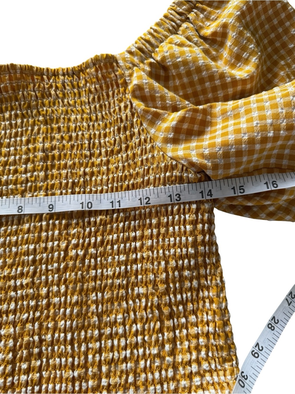 BB Dakota Yellow Gingham Off-Shoulder Crop Top - Picture 3 of 9